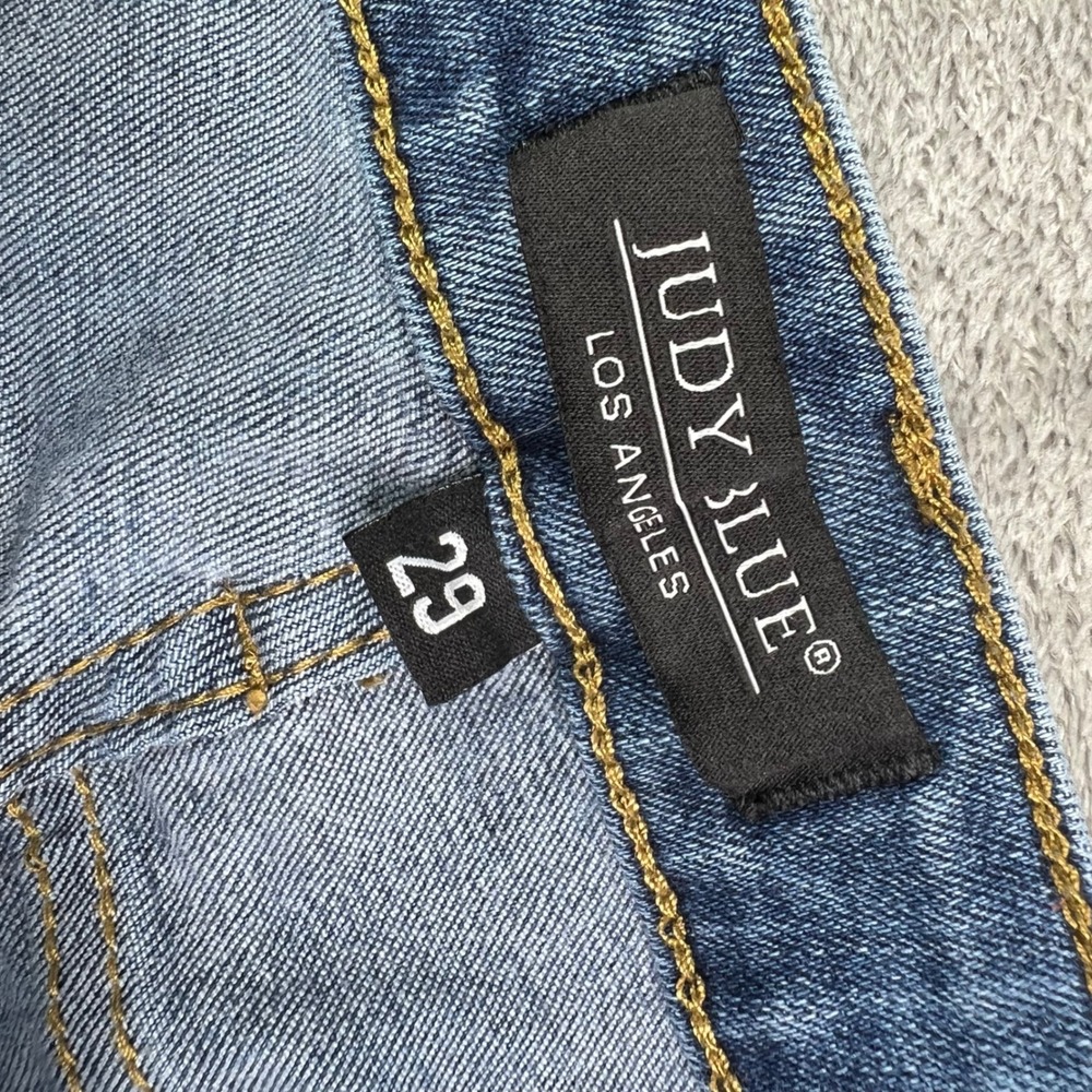 Judy Blue Relaxed Fit Jeans Womens 29 Blue Solid Stretch Denim Whiskered Preppy - Picture 11 of 14